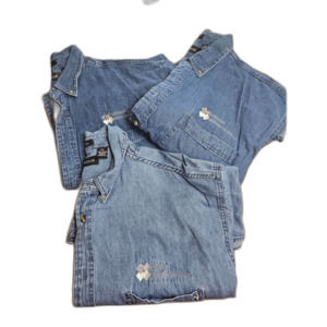 3 100% Cotton Mens UltraClub Cypress Denim Jean Button down Long Sleeve Shirts